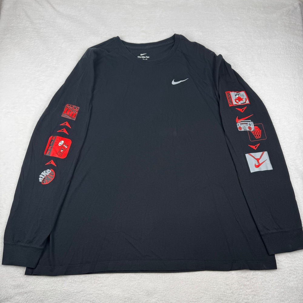 Nike Basketball Long Sleeve T-Shirt Mens 3XL Black Graphic Boombox DJ1584-010